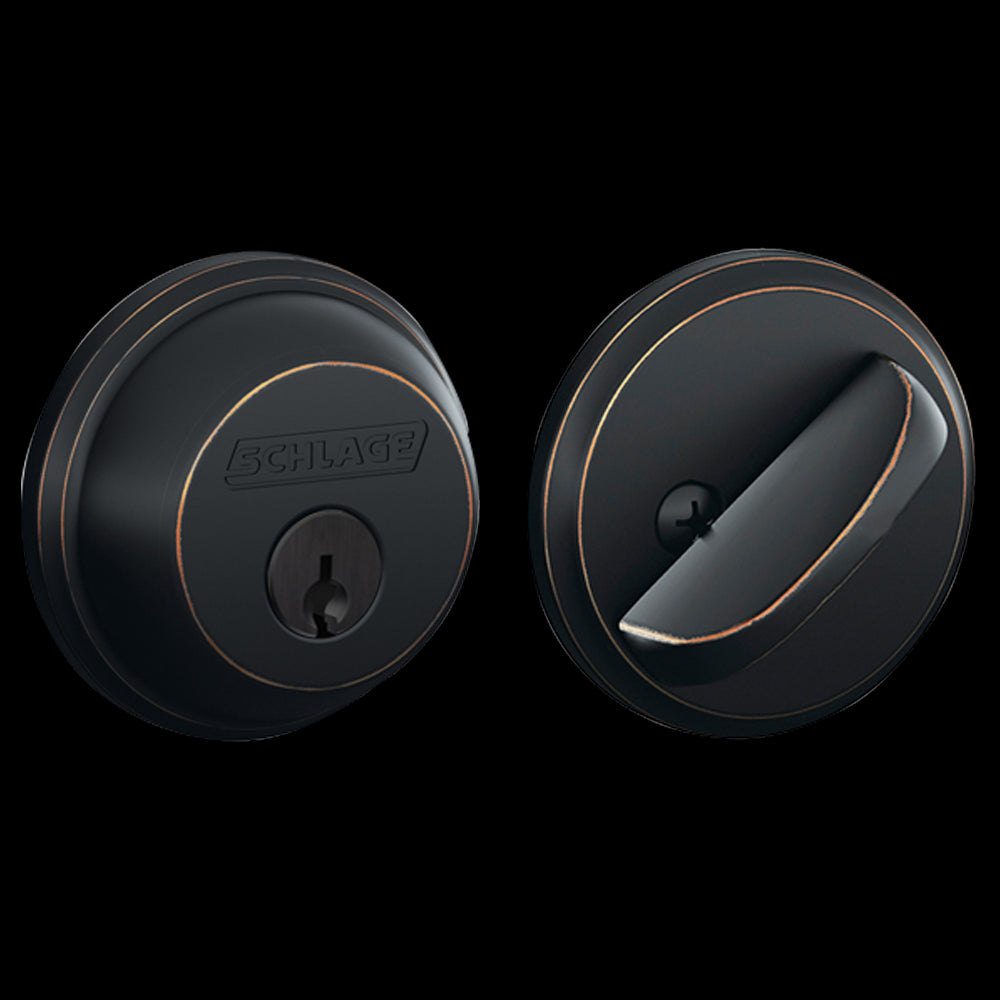 Schlage B60N716 Single Cylinder Deadbolt, Aged Bronze