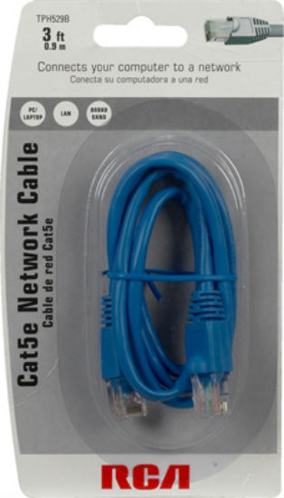 RCA TPH529B Cat 5 Network Cable, Blue, 3'