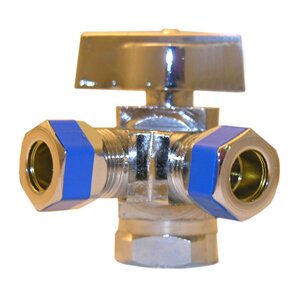 Lasco 06-9321 3 Way Valve, 1/2" FPT x 3/8" x 3/8"