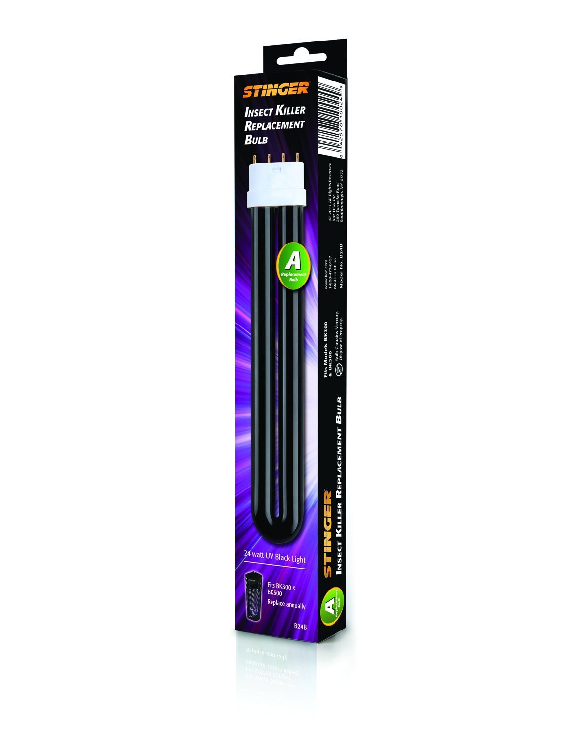 Stinger® B24B Replacement UV Light Bulb for Insect Killer, Black, 24W