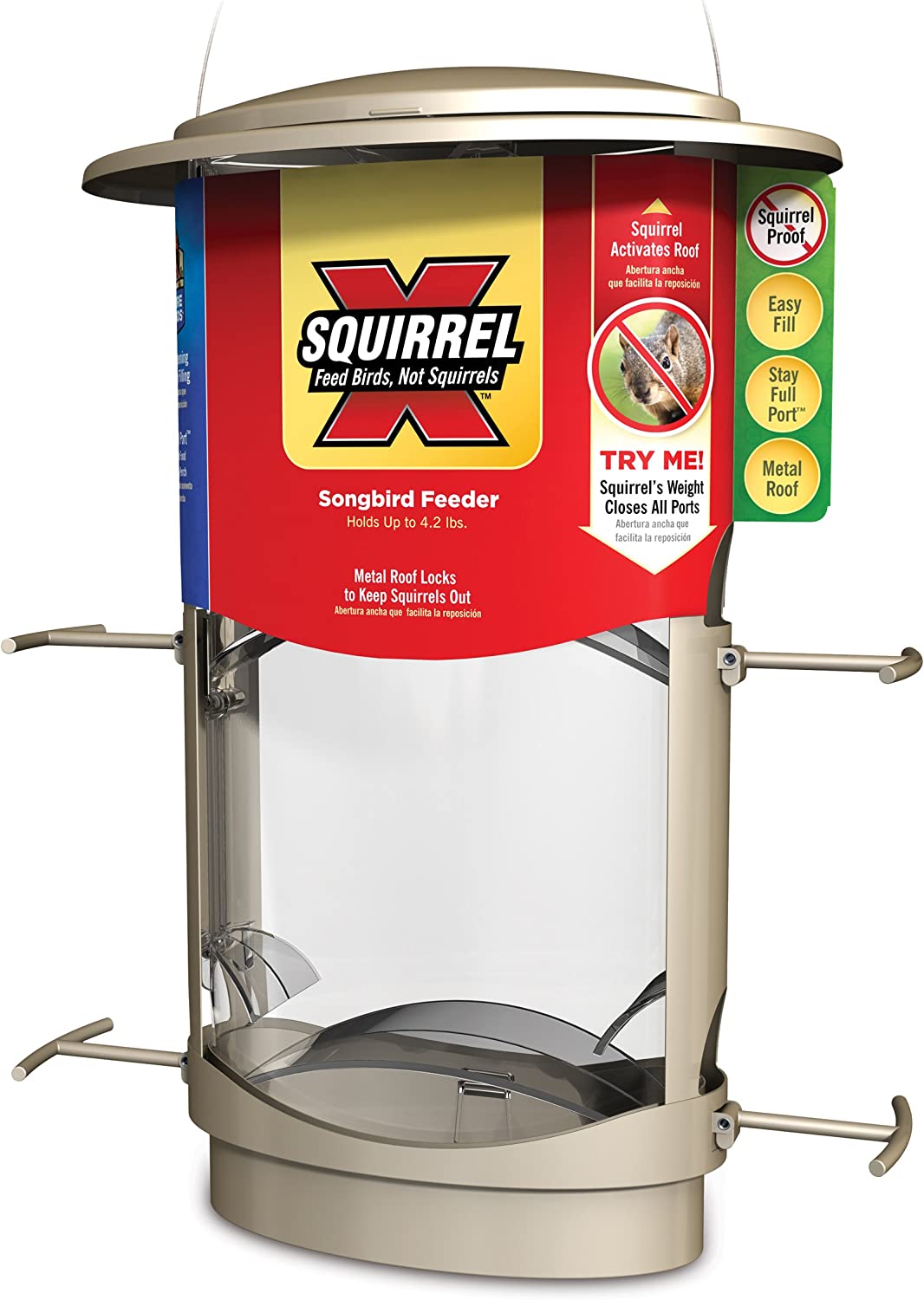 More Birds 11 Squirrel-Proof X1 Bird Feeder with 4 Feeding Ports, 4.2 Lb