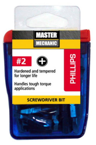 Master Mechanic 129295 Phillips Screwdriver Bit, #2, 1", 25-Pack