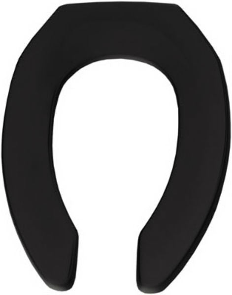 Bemis 1955CT-047 Elongated Open Front Less Cover Commercial Toilet Seat, Black