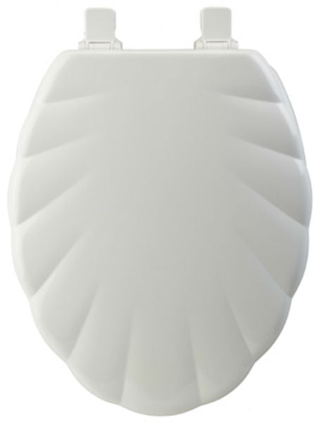 Mayfair 122EC-000 Elongated Molded Wood Toilet Seat w/Chrome Hinge, White, Shell