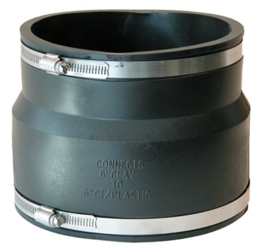 Fernco® P1002-66 Flexible Repair Coupling for Clay To Cast Iron Or Plastic Pipe