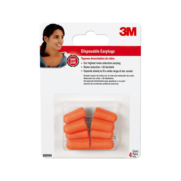 3M 92050-4-10DC Tekk Protection Disposable Earplugs, NRR 32 dB, 4-Pair