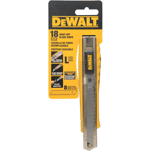 DeWalt® DWHT10038 Single Blade Snap Off Knife, 18 mm