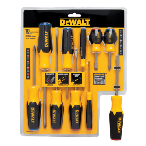 DeWalt® DWHT62513 Screwdriver Set, Color-Coded Handle, 10-Piece