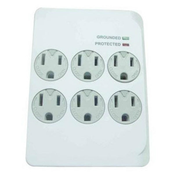 Master Electrician CT-044F-3 Plastic Surge Tap with 6 Outlet, 1200 Joules, White