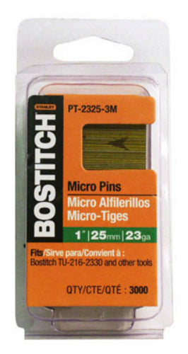 Bostitch® PT-2325-3M Coated Pin Nails, 1", 23 Gauge, 3000-Count