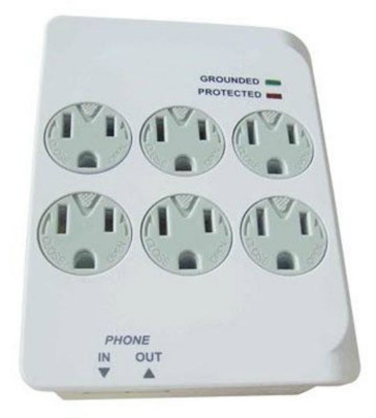 Master Electrician CT-044FT-3 Plastic Surge Tap with 6 Outlet, 1200 Joules, White