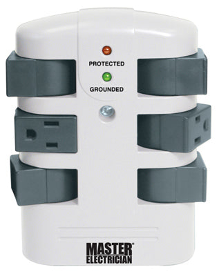 Master Electrician ME903105 2160-Joule Rotating Surge Tap, 6 Outlet, White
