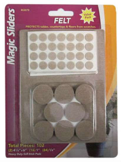 Magic Sliders 63979 Heavy Duty Self-Stick Felt Pads, Oatmeal, 102-Pack
