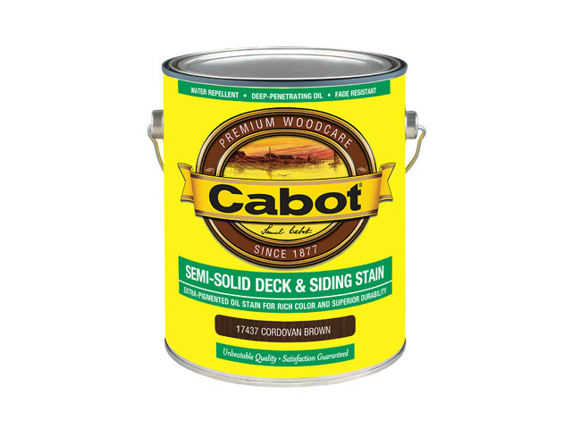 Cabot® 17437-07 Semi-Solid Deck & Siding Stain, Cordovan Brown, 1 Gallon