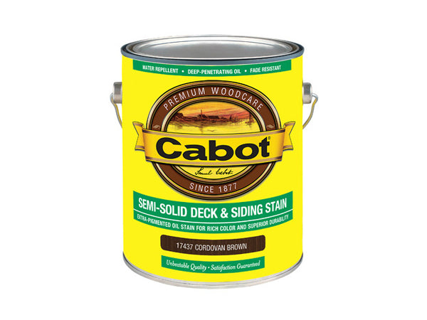 Cabot® 17437-07 Semi-Solid Deck & Siding Stain, Cordovan Brown, 1 Gallon