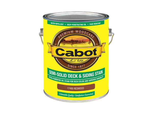 Cabot® 17480-07 Semi-Solid Deck & Siding Stain, Redwood, 1 Gallon