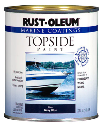 Rust-Oleum® 207002 Marine Coatings Topside Paint, 1 Qt, Gloss Navy Blue