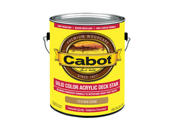 Cabot® 1816-07 Solid Color Acrylic Deck Stain, Cedar, 1 Gallon