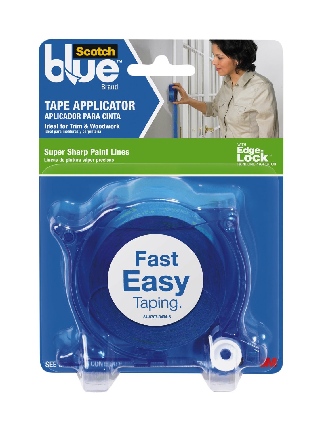 ScotchBlue 2093EL-SBTA Tape Applicator with Edge-Lock, 1-1/2" x 60 Yd, Blue