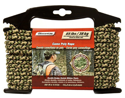 Secure Line Mossy Fields Series Digital Camo Poly Rope, 1/4" x 50'