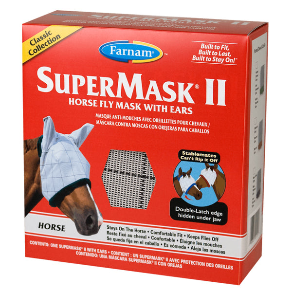 Farnam® 100504652 SuperMask® II Horse Fly Mask with Ears, Tri-Color