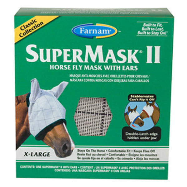 Farnam® 100504653 Supermask II Tri-Color Horse Fly Mask with Ears, XL