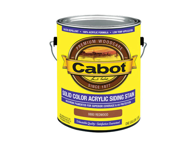 Cabot® 0880-07 Solid Color Acrylic Siding Stain, Redwood, 1 Gallon