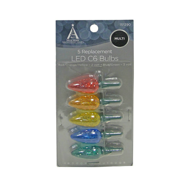 Holiday Wonderland® 11200-88 Replacement LED C6 Bulb, Multi Color, 5-Pack