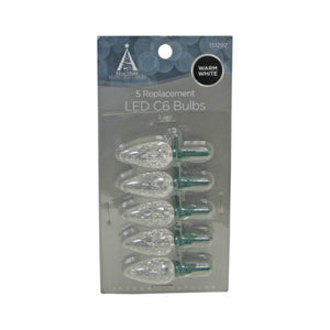 Holiday Wonderland® 11205-88 Replacement LED C6 Bulb, Warm White, 5-Pack