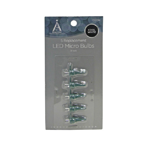 Holiday Wonderland® 11207-88 Replacement Micro LED Bulb, Cool White, 5-Pack