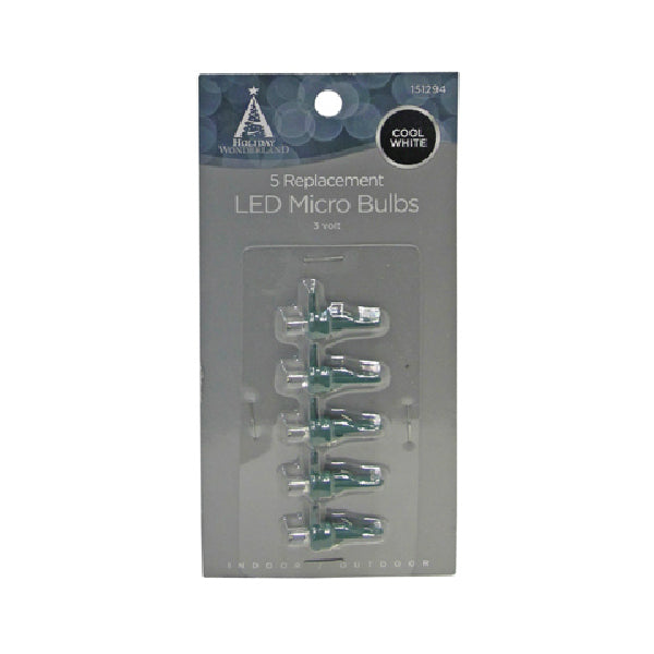Holiday Wonderland® 11207-88 Replacement Micro LED Bulb, Cool White, 5-Pack