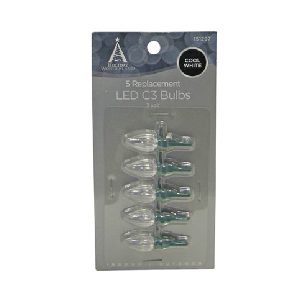 Holiday Wonderland® 11223-88 Replacement LED C3 Bulb, Cool White, 5-Pack