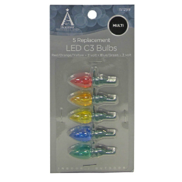Holiday Wonderland® 11225-88 Replacement LED C3 Bulb, Multi Color, 5-Pack