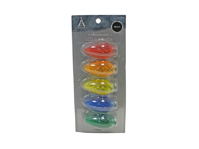 Holiday Wonderland® 11228-88 Replacement LED C9 Bulb, Multi Color, 5-Pack