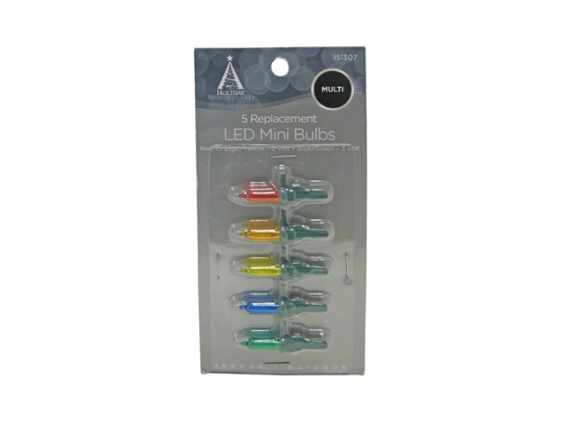 Holiday Wonderland® 11222-88 Replacement LED Mini Bulb, Multi Color, 5-Pack