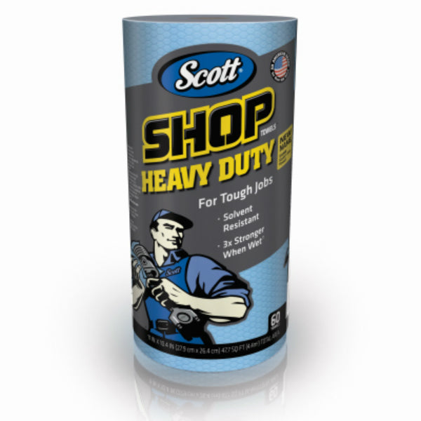 Scott 32992 Heavy Duty Shop Towel Roll, Blue, 60-Count