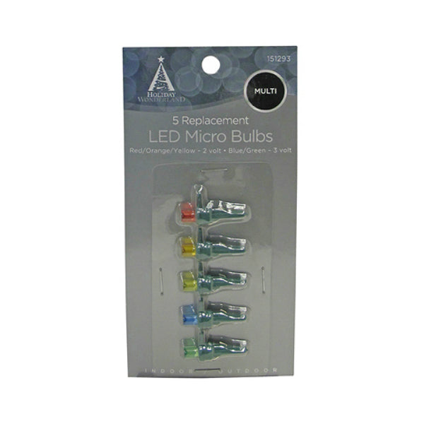 Holiday Wonderland® 11206-88 Micro LED Replacement Bulbs, Multi Color, 5-Pack