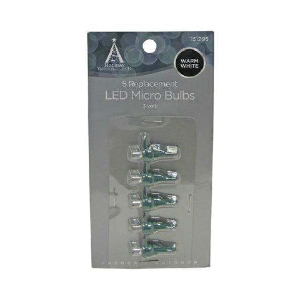 Holiday Wonderland® 11211-88 Micro LED Replacement Bulbs, Warm White, 5-Pack