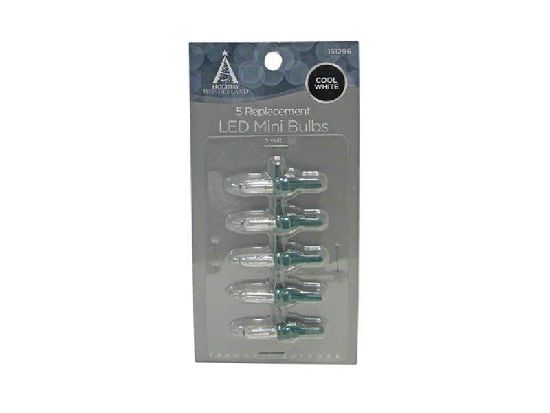 Holiday Wonderland® 11220-88 Replacement Mini LED Bulb, Cool White, 5-Pack