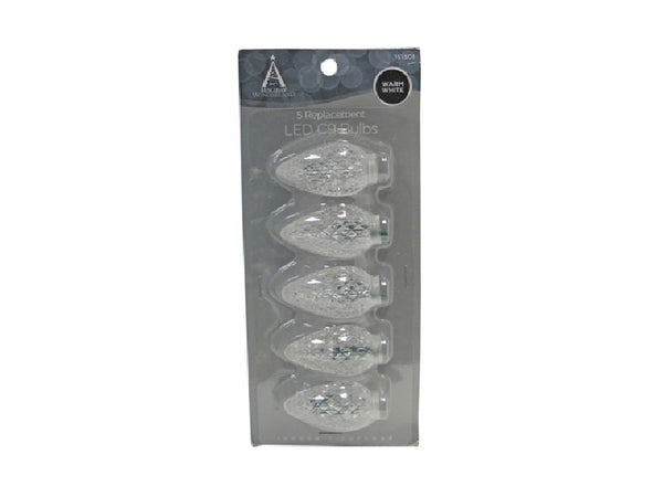 Holiday Wonderland® 11227-88 Replacement LED C9 Bulb, Warm White, 5-Pack