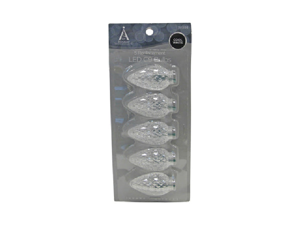 Holiday Wonderland® 11226-88 Replacement LED C9 Bulb, Cool White, 5-Pack