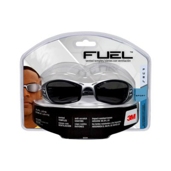 3M™ 92224-80025 Fuel™ Sport Safety Eyewear, Silver/Black Frame, Gray Mirror Lens