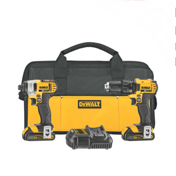 DeWalt DCK280C2 Lithium Ion Compact Drill/Driver / Impact Driver Combo Kit, 20V Max