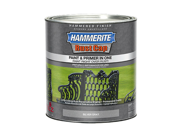 Hammerite® 43105 Rust Cap® Hammered Enamel Paint, Silver Gray Brush Grade, 1 Qt