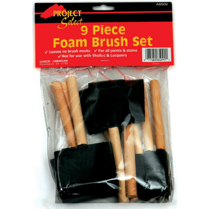 Linzer A8509 High Density Closed Cell Foam Brush Set, 9-Piece