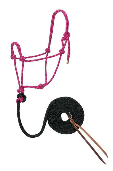 Weaver 35-7800-R12 Diamond Braid Rope Halter and Lead, Raspberry/Black/White,10'