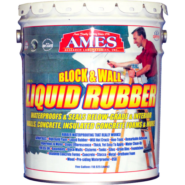 Ames® Research BWRF5 Water Base Block/Wall™ Liquid Rubber Coating, 5 Gal, White