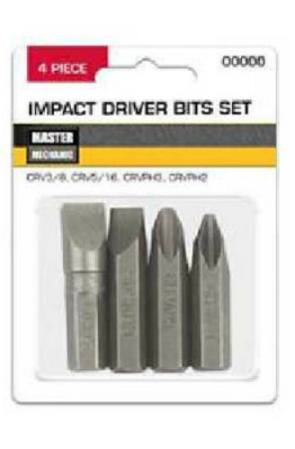 Master Mechanic 153896 Hand Impact Driver Insert Bit Set, 4- Piece