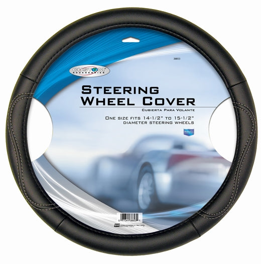 Custom Accessories 38853 Leatherette Steering Wheel Cover, Black