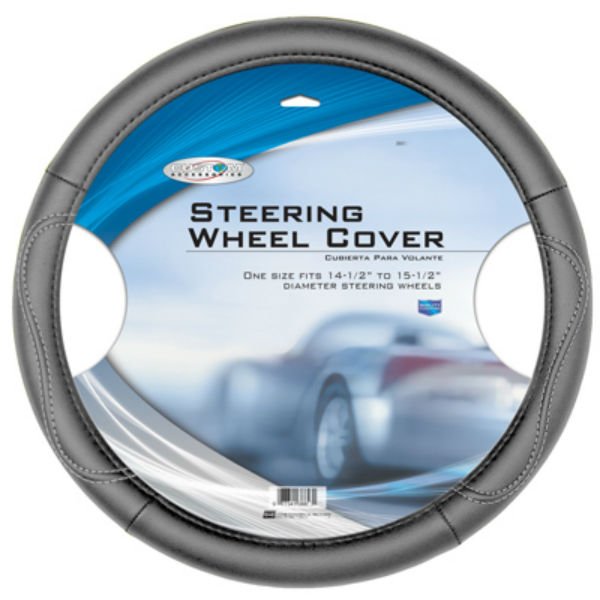 Custom Accessories 38854 Leatherette Steering Wheel Cover, Gray